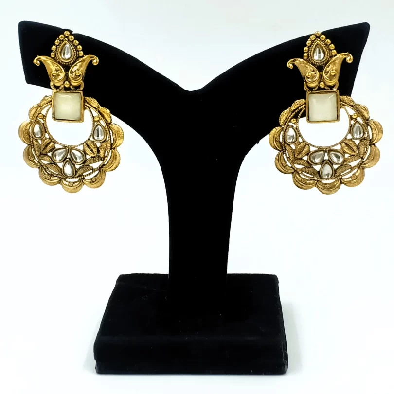 Cultural Artistry Intricate Gold Earrings - Image 3