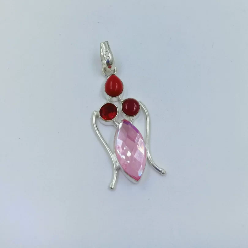 Elegant Red and Pink Gemstone Pendant