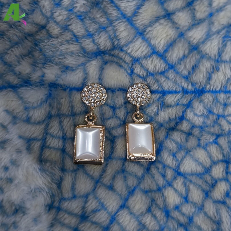 Stone Studded Drop Earrings - Image 2