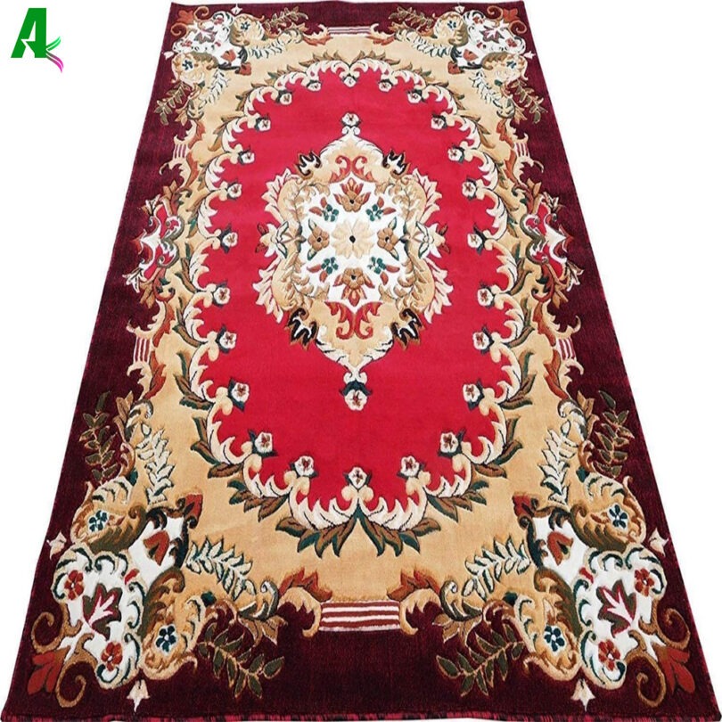 Carpet Acrylic Wool Carpet for Living Room with 1 Inch Thickness (6x7.5 Feet Red Color)