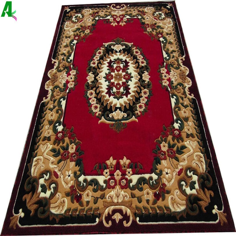 Carpets for Living Room 6 X 7.5 Feet Hand Carved Fine Acrylic Wool Approx 1 Inch Thickness Maroon Red